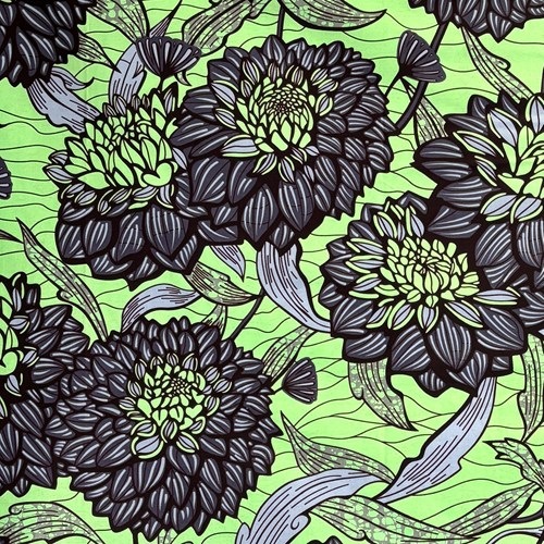 アフリカンプリント 布 生地 50cm単位 AP-13848　大輪の花 ダリヤ ペパミントグリーン グレー　アフリカ 布 ブロード カットクロス ハンドメイド パッチワーク エコバッグ 手芸材料 ダンス 舞台 衣装 通園通学に