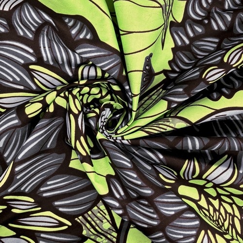 アフリカンプリント 布 生地 50cm単位 AP-13848　大輪の花 ダリヤ ペパミントグリーン グレー　アフリカ 布 ブロード カットクロス ハンドメイド パッチワーク エコバッグ 手芸材料 ダンス 舞台 衣装 通園通学に