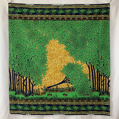 ＜sale＞アフリカンプリント生地　0.5m(50cm)単位　 AP-12703  豊かな森 新緑 春の昼下がり