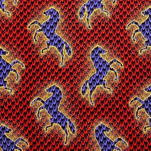 アフリカンプリント 布 生地 50cm単位 AP-13500  駿馬 駆ける馬 サイケ駿馬 駆ける馬ver. 赤 パープル 黄色  アフリカ 布 ブロード カットクロス ハンドメイド パッチワーク エコバッグ 手芸材料 ダンス 舞台 衣装 通園通学に