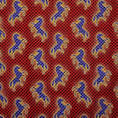 アフリカンプリント 布 生地 50cm単位 AP-13500  駿馬 駆ける馬 サイケ駿馬 駆ける馬ver. 赤 パープル 黄色  アフリカ 布 ブロード カットクロス ハンドメイド パッチワーク エコバッグ 手芸材料 ダンス 舞台 衣装 通園通学に