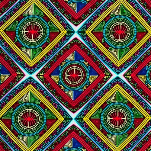 sale＞アフリカンプリント生地 50cm単位 AP-13044 マルチカラータイル