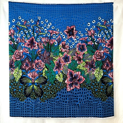 ＜sale＞アフリカンプリント 布 生地 50cm単位 AP-13496  歪んだ時空の花壇 アクアブルーチェッカー  アフリカ 布 ブロード カットクロス ハンドメイド パッチワーク エコバッグ 手芸材料 ダンス 舞台 衣装 通園通学に
