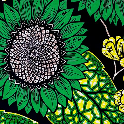 アフリカンプリント 布 生地 50cm単位 AP-13494 ひまわりに小花