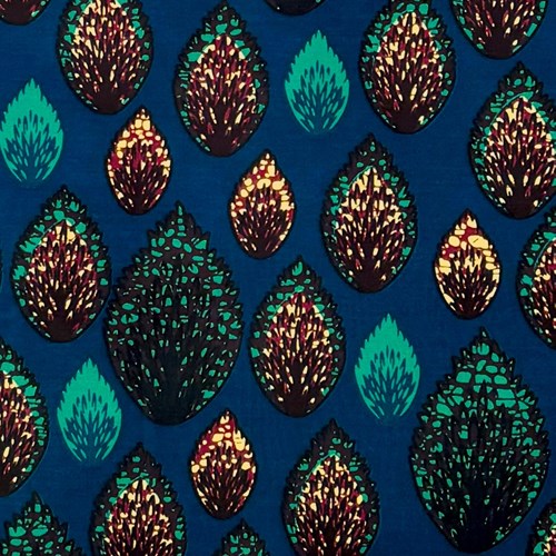 アフリカンプリント 布 生地 50cm単位 AP-13301  深海のコキア 幻想的 紺色  アフリカ 布 ブロード カットクロス ハンドメイド パッチワーク エコバッグ 手芸材料 ダンス 舞台 衣装 通園通学に