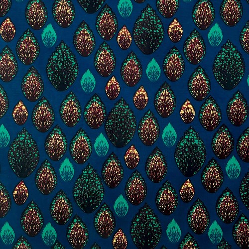 アフリカンプリント 布 生地 50cm単位 AP-13301  深海のコキア 幻想的 紺色  アフリカ 布 ブロード カットクロス ハンドメイド パッチワーク エコバッグ 手芸材料 ダンス 舞台 衣装 通園通学に