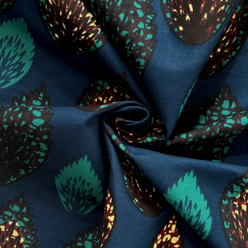 アフリカンプリント 布 生地 50cm単位 AP-13301  深海のコキア 幻想的 紺色  アフリカ 布 ブロード カットクロス ハンドメイド パッチワーク エコバッグ 手芸材料 ダンス 舞台 衣装 通園通学に