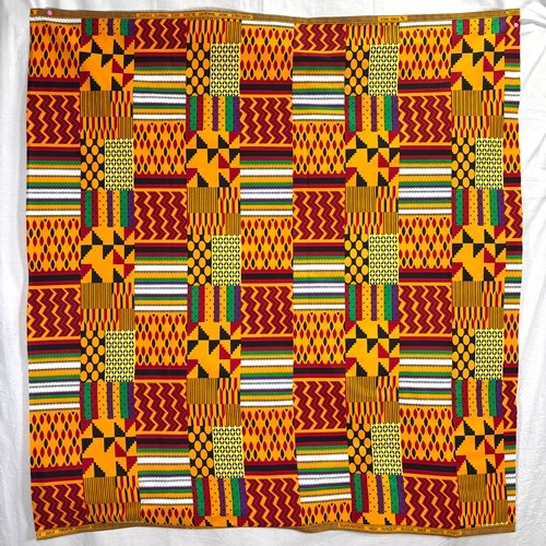 アフリカンプリント 布 生地 50cm単位 AP-13801　にぎやかケンテ 華やか カワイイ オレンジ 赤 緑 紫 黒　アフリカ 布 ブロード カットクロス ハンドメイド パッチワーク エコバッグ 手芸材料 ダンス 舞台 衣装 通園通学に