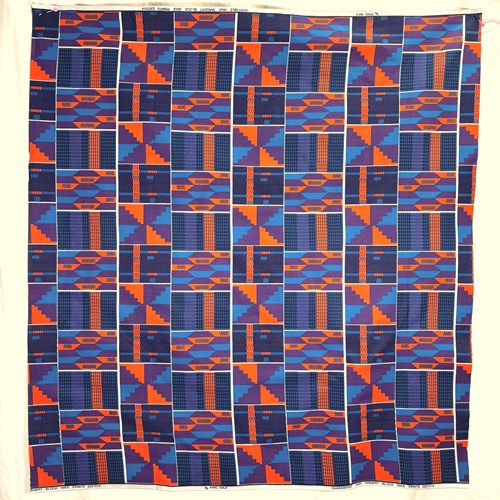 アフリカンプリント 布 生地 50cm単位 AP-13802　基本のケンテプラス パープル 青 オレンジ　アフリカ 布 ブロード カットクロス ハンドメイド パッチワーク エコバッグ 手芸材料 ダンス 舞台 衣装 通園通学に