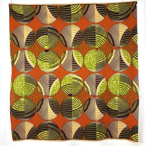 アフリカンプリント 布 生地 50cm単位 AP-13595  惑星整列 美しい宇宙 オレンジ   アフリカ 布 ブロード カットクロス ハンドメイド パッチワーク エコバッグ 手芸材料 ダンス 舞台 衣装 通園通学に