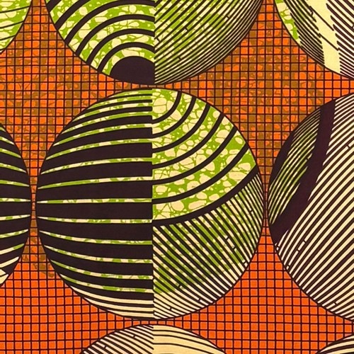 アフリカンプリント 布 生地 50cm単位 AP-13595  惑星整列 美しい宇宙 オレンジ   アフリカ 布 ブロード カットクロス ハンドメイド パッチワーク エコバッグ 手芸材料 ダンス 舞台 衣装 通園通学に