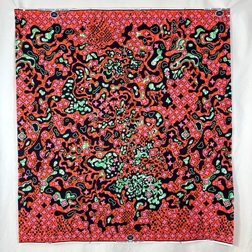 アフリカンプリント 布 生地 50cm単位 AP-13598 アメーバパズル ピンク グリーン 赤   アフリカ 布 ブロード カットクロス ハンドメイド パッチワーク エコバッグ 手芸材料 ダンス 舞台 衣装 通園通学に