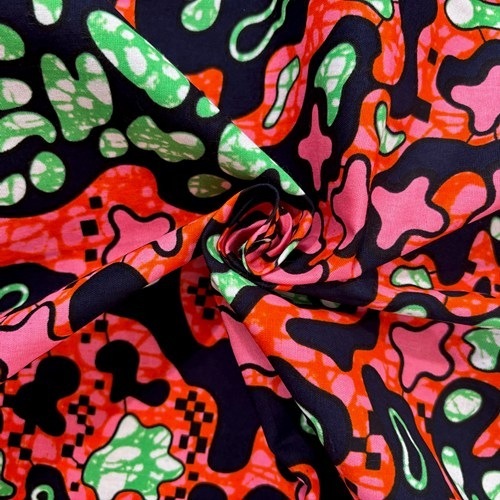 アフリカンプリント 布 生地 50cm単位 AP-13598 アメーバパズル ピンク グリーン 赤   アフリカ 布 ブロード カットクロス ハンドメイド パッチワーク エコバッグ 手芸材料 ダンス 舞台 衣装 通園通学に