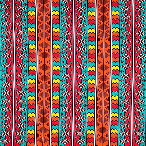 アフリカンプリント生地 50cm単位 AP-13049　ストライプケンテ ギザギザ 赤 黄 グリーン