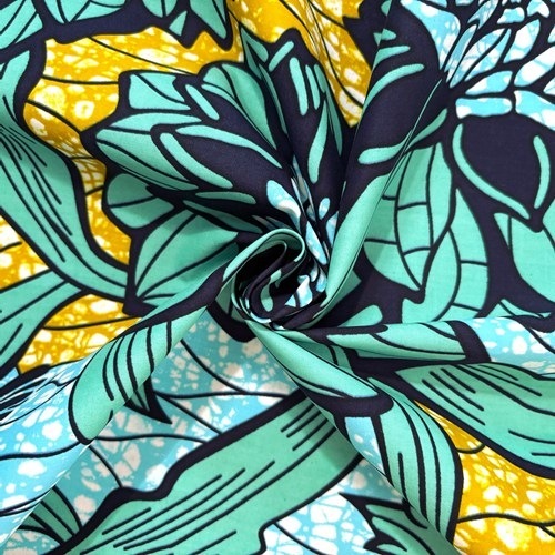 アフリカンプリント 布 生地 50cm単位 AP-13613 皇帝ダリア ブルー グリーン  アフリカ 布 ブロード カットクロス ハンドメイド パッチワーク エコバッグ 手芸材料 ダンス 舞台 衣装 通園通学に