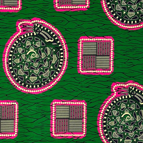 アフリカンプリント 布 生地 50cm単位 AP-13603 カタツムリ 渦巻き グリーンxピンク アフリカ 布 ブロード カットクロス ハンドメイド パッチワーク エコバッグ 手芸材料 ダンス 舞台 衣装 通園通学に 