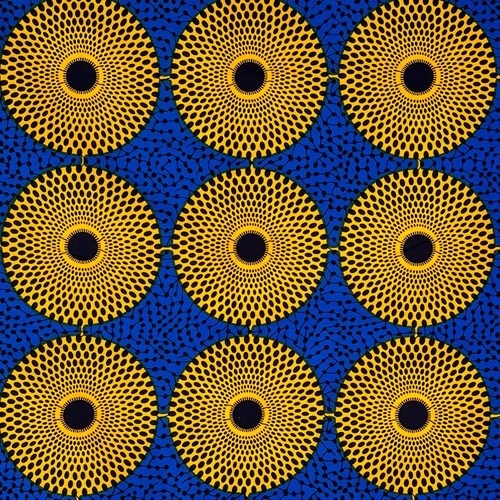 アフリカンプリント 布 生地 50cm単位 AP-13323  水紋 山吹色 青地  アフリカ 布 ブロード カットクロス ハンドメイド パッチワーク エコバッグ 手芸材料 ダンス 舞台 衣装 通園通学に