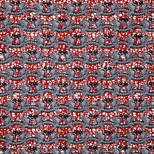 アフリカンプリント 布 生地 50cm単位 AP-13407  小鳥 ラブバード 紺xえんじ  アフリカ 布 ブロード カットクロス ハンドメイド パッチワーク エコバッグ 手芸材料 ダンス 舞台 衣装 通園通学に 