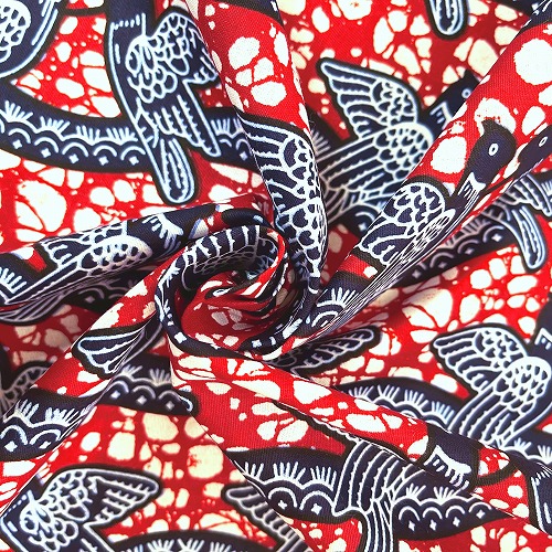 アフリカンプリント 布 生地 50cm単位 AP-13407  小鳥 ラブバード 紺xえんじ  アフリカ 布 ブロード カットクロス ハンドメイド パッチワーク エコバッグ 手芸材料 ダンス 舞台 衣装 通園通学に 