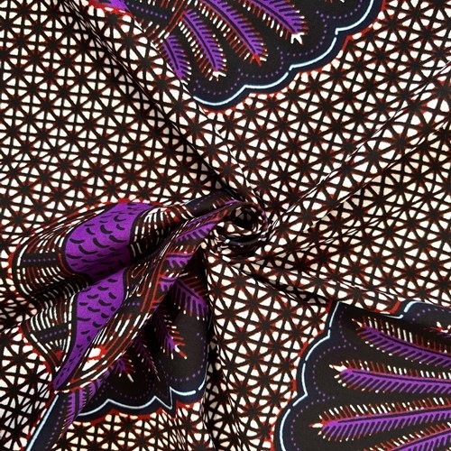 アフリカンプリント 布 生地 50cm単位 AP-13608 紫ヤシの実  アフリカ 布 ブロード カットクロス ハンドメイド パッチワーク エコバッグ 手芸材料 ダンス 舞台 衣装 通園通学に