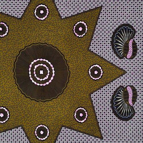 アフリカンプリント 布 生地 50cm単位 AP-13606 ヤシの実 星型 カーキx薄ピンク アフリカ 布 ブロード カットクロス ハンドメイド パッチワーク エコバッグ 手芸材料 ダンス 舞台 衣装 通園通学に