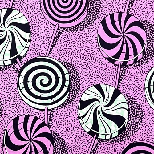 アフリカンプリント生地 50cm単位 AP-13143　ロリポップ ぺろぺろキャンディ 渦巻	