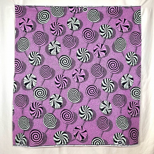 アフリカンプリント生地 50cm単位 AP-13143　ロリポップ ぺろぺろキャンディ 渦巻	