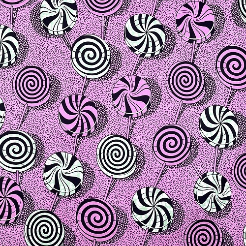 アフリカンプリント生地 50cm単位 AP-13143　ロリポップ ぺろぺろキャンディ 渦巻	