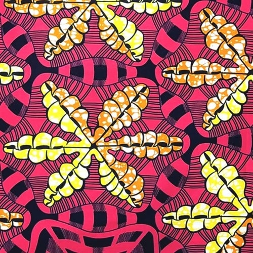 アフリカンプリント 布 生地 50cm単位 AP-13257 ヒトデヘキサゴン