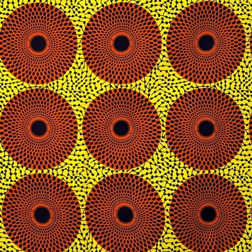 アフリカンプリント 布 生地 50cm単位 AP-13326  水紋 赤 黄色地  アフリカ 布 ブロード カットクロス ハンドメイド パッチワーク エコバッグ 手芸材料 ダンス 舞台 衣装 通園通学に