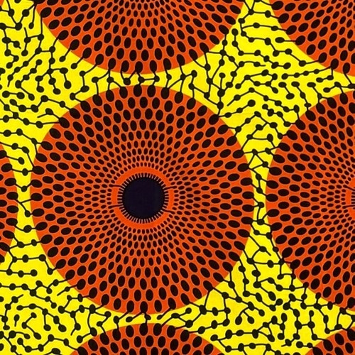 アフリカンプリント 布 生地 50cm単位 AP-13326  水紋 赤 黄色地  アフリカ 布 ブロード カットクロス ハンドメイド パッチワーク エコバッグ 手芸材料 ダンス 舞台 衣装 通園通学に