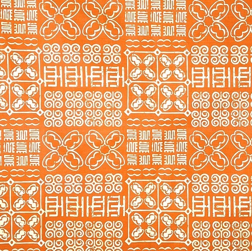 アフリカンプリント生地 0.5m単位 AP-12981　ハワイアンなアディンクラ 淡いオレンジ