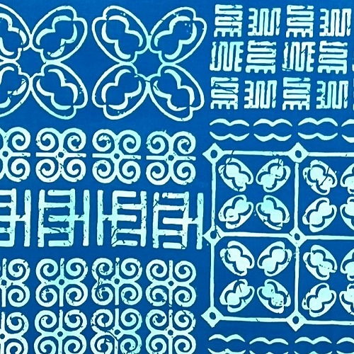 アフリカンプリント生地 0.5m単位 AP-12982　ハワイアンなアディンクラ アクアブルー