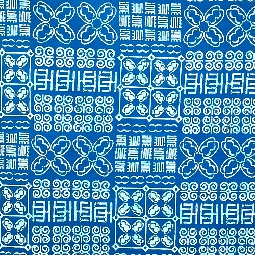 アフリカンプリント生地 0.5m単位 AP-12982　ハワイアンなアディンクラ アクアブルー