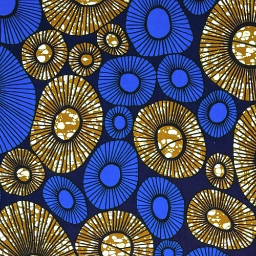 アフリカンプリント 布 生地 50cm単位 AP-13266 2色の細胞混合境界 青  