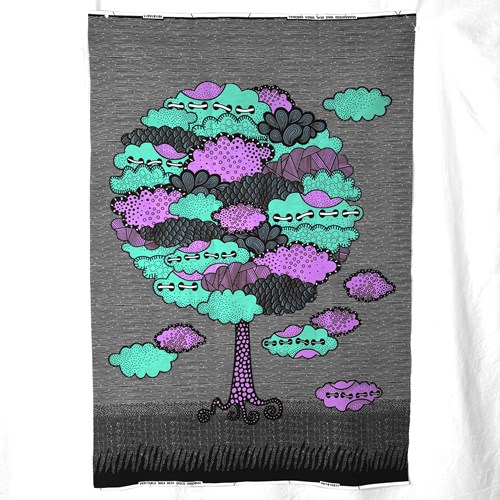 【パネル単位】アフリカンプリント 布 生地  AP-13422  不思議な雲の木 こげ茶 薄紫 グリーン  アフリカ 布 ブロード カットクロス ハンドメイド パッチワーク エコバッグ 手芸材料 ダンス 舞台 衣装 通園通学に 