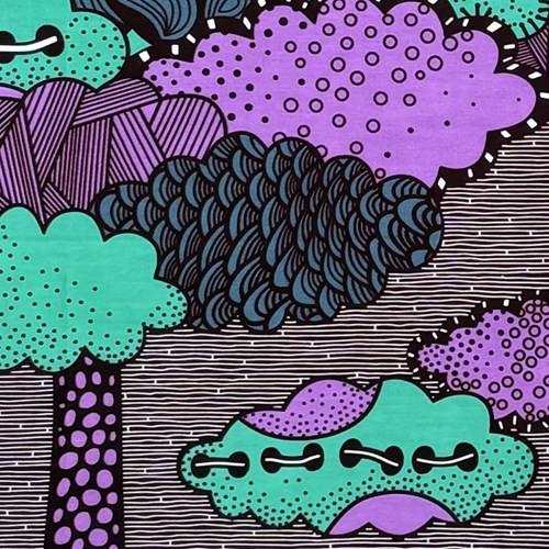 【パネル単位】アフリカンプリント 布 生地  AP-13422  不思議な雲の木 こげ茶 薄紫 グリーン  アフリカ 布 ブロード カットクロス ハンドメイド パッチワーク エコバッグ 手芸材料 ダンス 舞台 衣装 通園通学に 