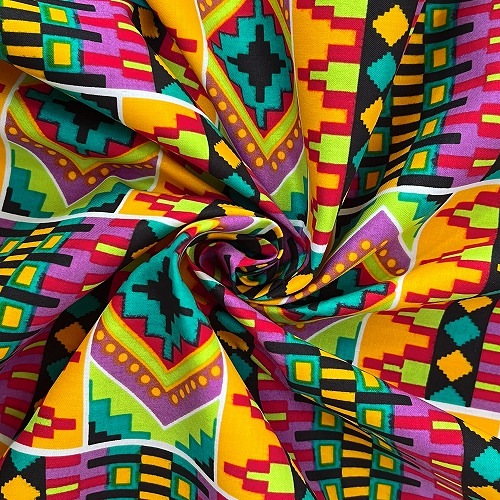 アフリカンプリント生地 0.5m単位 AP-12996　カラフルケンテ 派手系マルチカラー