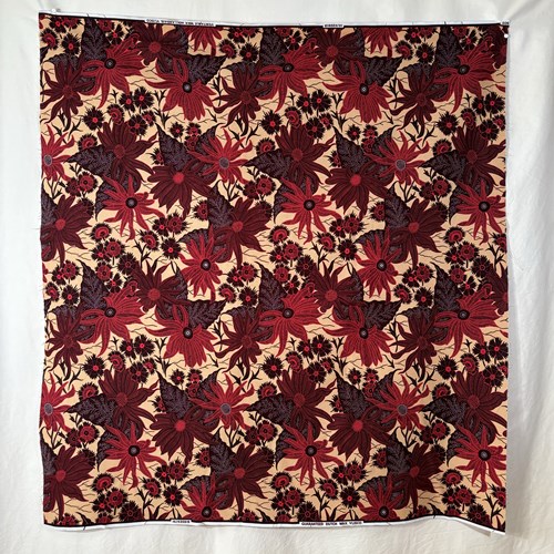 アフリカンプリント 布 生地 50cm単位 AP-13442  赤いガーベラ パウダーオレンジ地  アフリカ 布 ブロード カットクロス ハンドメイド パッチワーク エコバッグ 手芸材料 ダンス 舞台 衣装 通園通学に