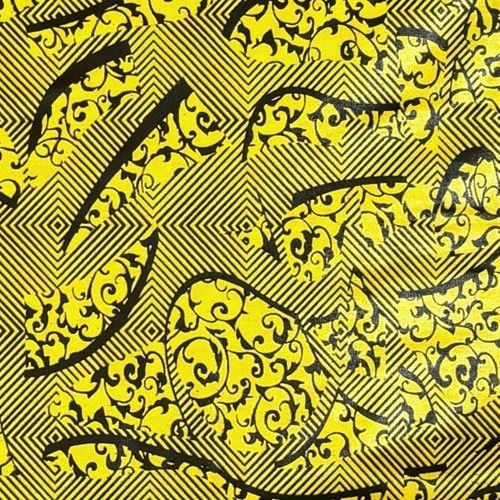 アフリカンプリント 布 生地 50cm単位 AP-13344 唐草黄色迷彩 3D