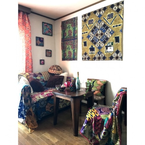 バザンxアフリカンプリント　高級ポリエステル製生地　0.5m(50cm)単位　BP-1019