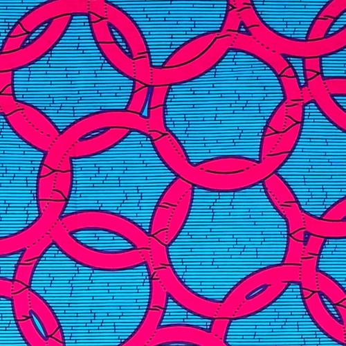 アフリカンプリント 布 生地 50cm単位 AP-13449  オリンピア 濃ピンク ブルー地  アフリカ 布 ブロード カットクロス ハンドメイド パッチワーク エコバッグ 手芸材料 ダンス 舞台 衣装 通園通学に