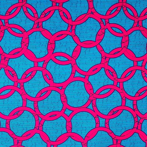 アフリカンプリント 布 生地 50cm単位 AP-13449  オリンピア 濃ピンク ブルー地  アフリカ 布 ブロード カットクロス ハンドメイド パッチワーク エコバッグ 手芸材料 ダンス 舞台 衣装 通園通学に