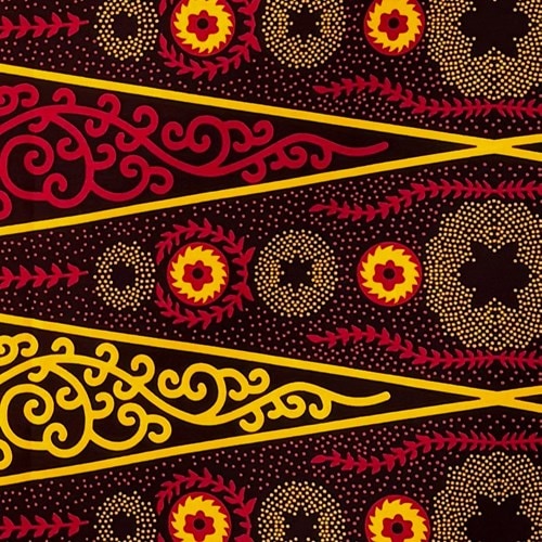 アフリカンプリント 布 生地 50cm単位 AP-13291  唐草 草花エンクルマ えんじ黄色  アフリカ 布 ブロード カットクロス ハンドメイド パッチワーク エコバッグ 手芸材料 ダンス 舞台 衣装 通園通学に