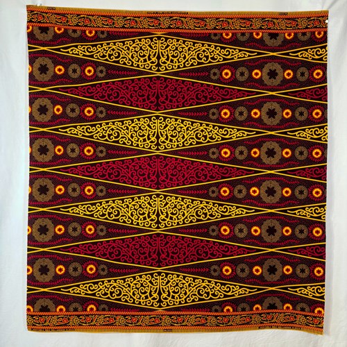 アフリカンプリント 布 生地 50cm単位 AP-13291  唐草 草花エンクルマ えんじ黄色  アフリカ 布 ブロード カットクロス ハンドメイド パッチワーク エコバッグ 手芸材料 ダンス 舞台 衣装 通園通学に