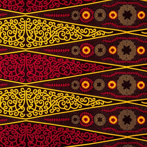 アフリカンプリント 布 生地 50cm単位 AP-13291  唐草 草花エンクルマ えんじ黄色  アフリカ 布 ブロード カットクロス ハンドメイド パッチワーク エコバッグ 手芸材料 ダンス 舞台 衣装 通園通学に