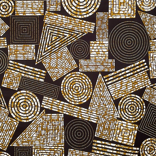 アフリカンプリント生地 0.5m(50cm)単位 AP-12916　ゴロゴロ◎◇△ 黒に近いこげ茶