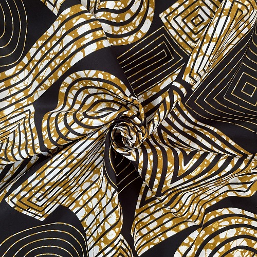 アフリカンプリント生地 0.5m(50cm)単位 AP-12916　ゴロゴロ◎◇△ 黒に近いこげ茶