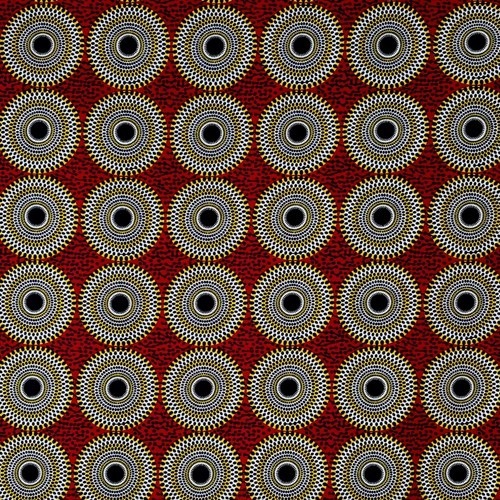 アフリカンプリント 布 生地 50cm単位 AP-13454  小水紋 直径約10センチ 渋めの赤地   アフリカ 布 ブロード カットクロス ハンドメイド パッチワーク エコバッグ 手芸材料 ダンス 舞台 衣装 通園通学に