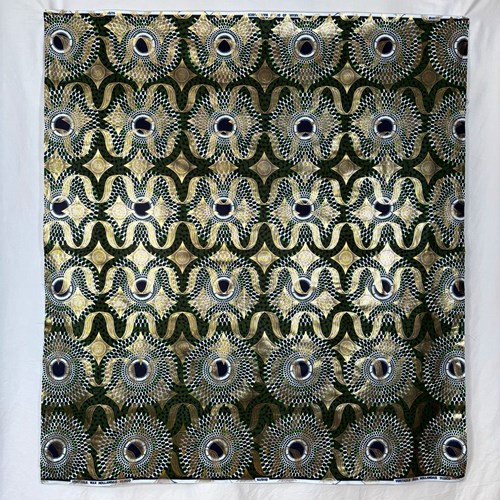 アフリカンプリント 布 生地 50cm単位 AP-1083  金ラメ 水紋 深緑   アフリカ 布 ブロード カットクロス ハンドメイド パッチワーク エコバッグ 手芸材料 ダンス 舞台 衣装 通園通学に